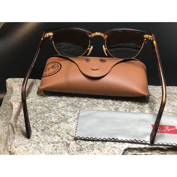 Ray Ban RB3016 Classic Retro Punk Clubmaster Sunglasses Brown Tortoise Gold NEW - Picture 5 of 6